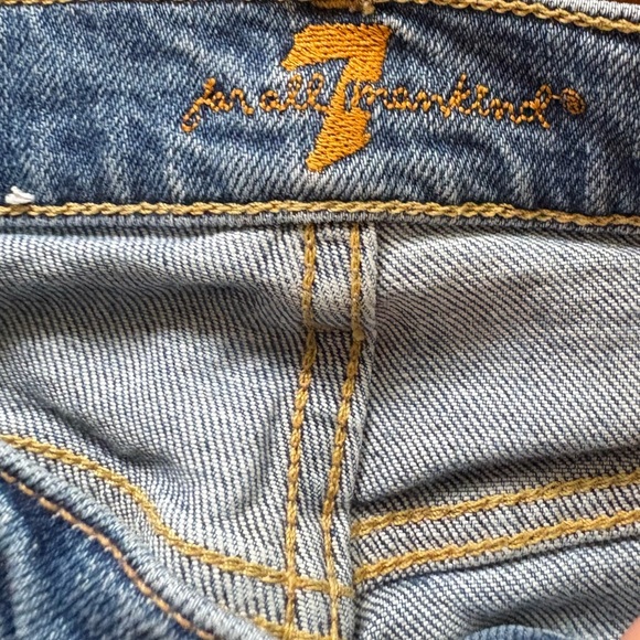 7 For All Mankind Edie High-Rise Patchwork Straight Ankle blue jeans sz 26 - Picture 12 of 13